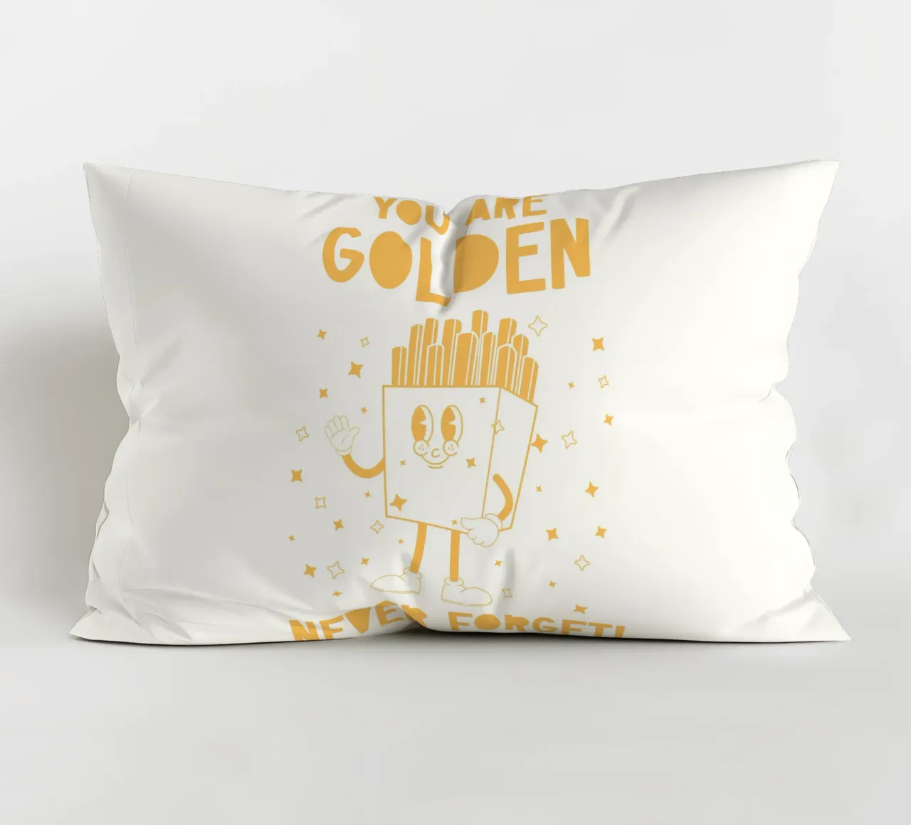 Retro Pommes Caractère You Are Golden Never Forget Jaune Blanc coussin de Studio Frances M