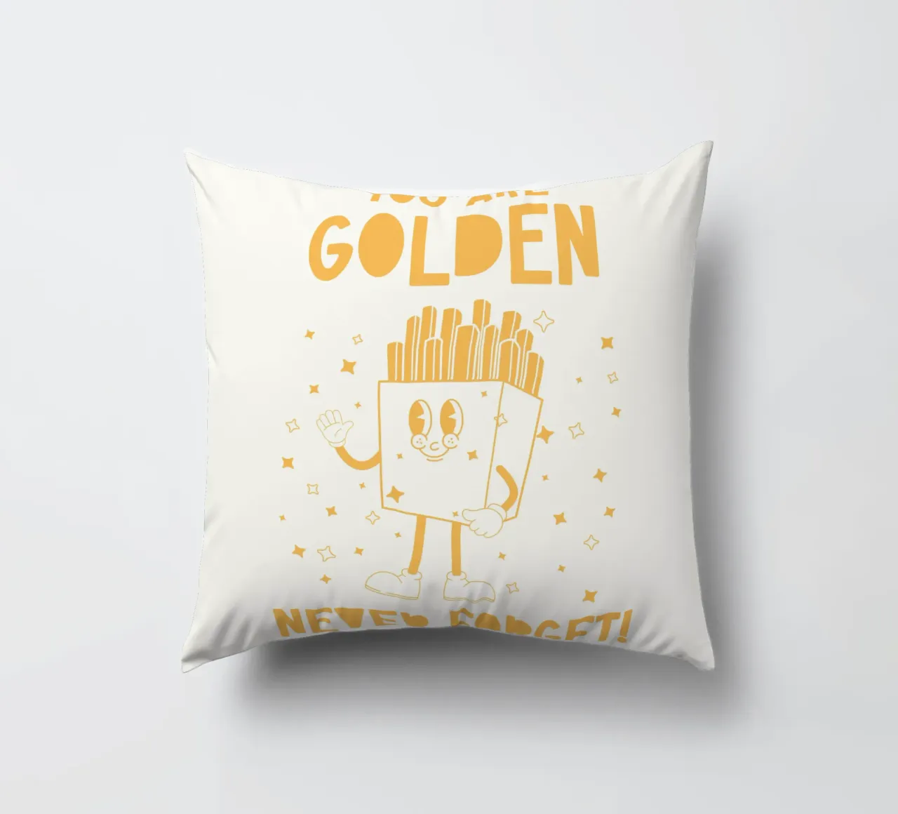 Retro Pommes Caractère You Are Golden Never Forget Jaune Blanc coussin de Studio Frances M