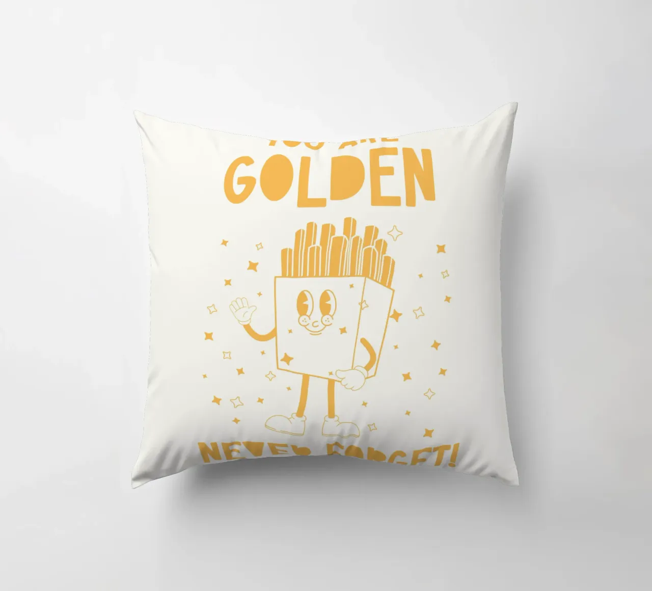 Retro Pommes Caractère You Are Golden Never Forget Jaune Blanc coussin de Studio Frances M