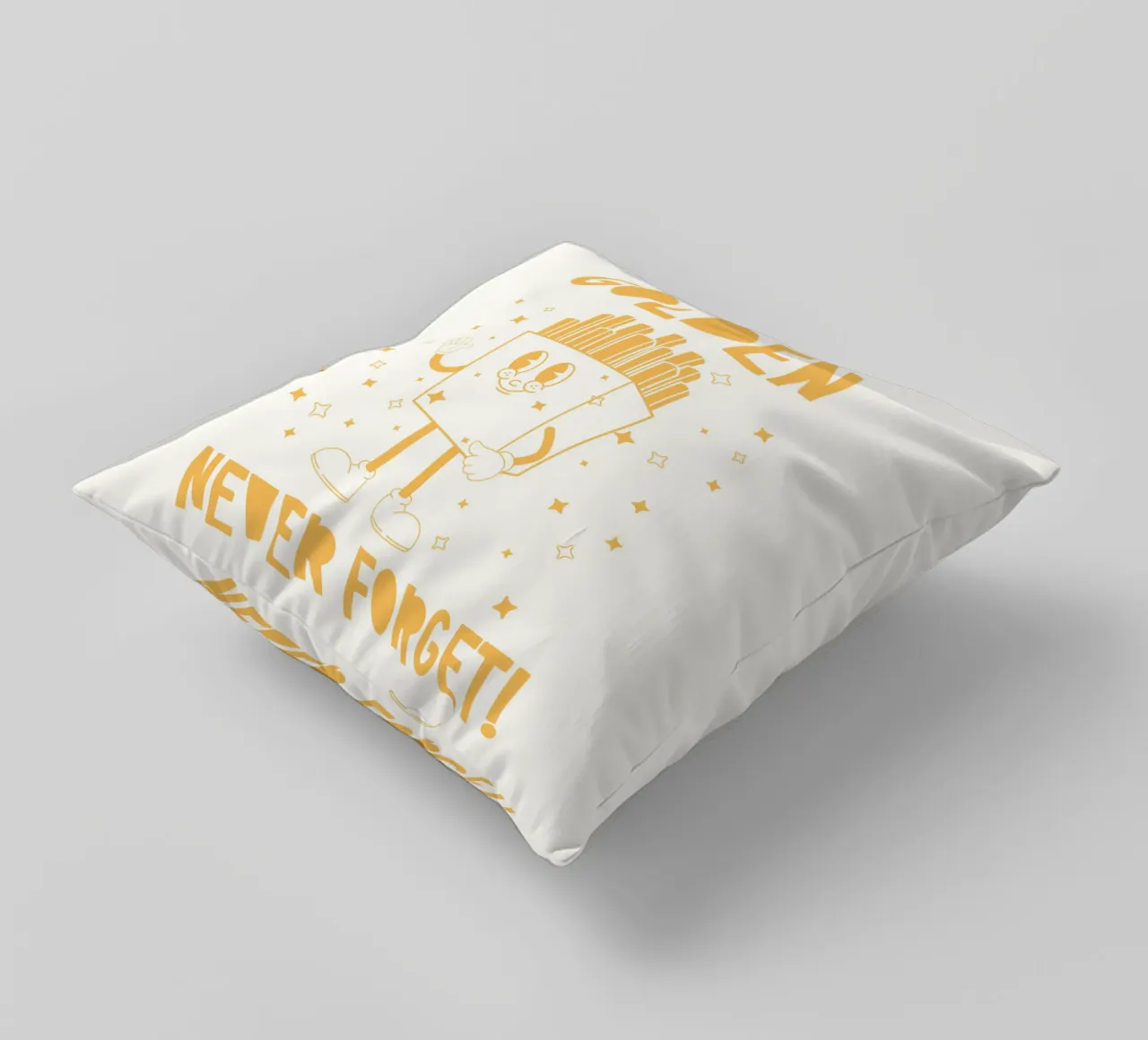 Retro Pommes Caractère You Are Golden Never Forget Jaune Blanc coussin de Studio Frances M