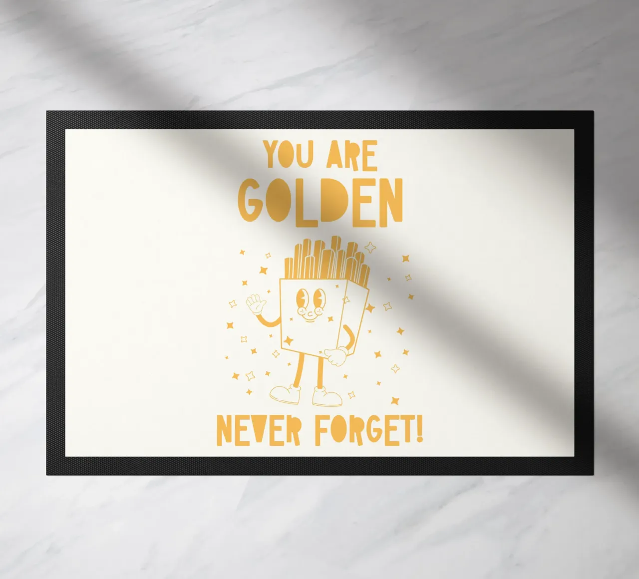 Patatine retrò Personaggio Sei d'Oro Non Dimenticare Mai Giallo Bianco zerbino da Studio Frances M