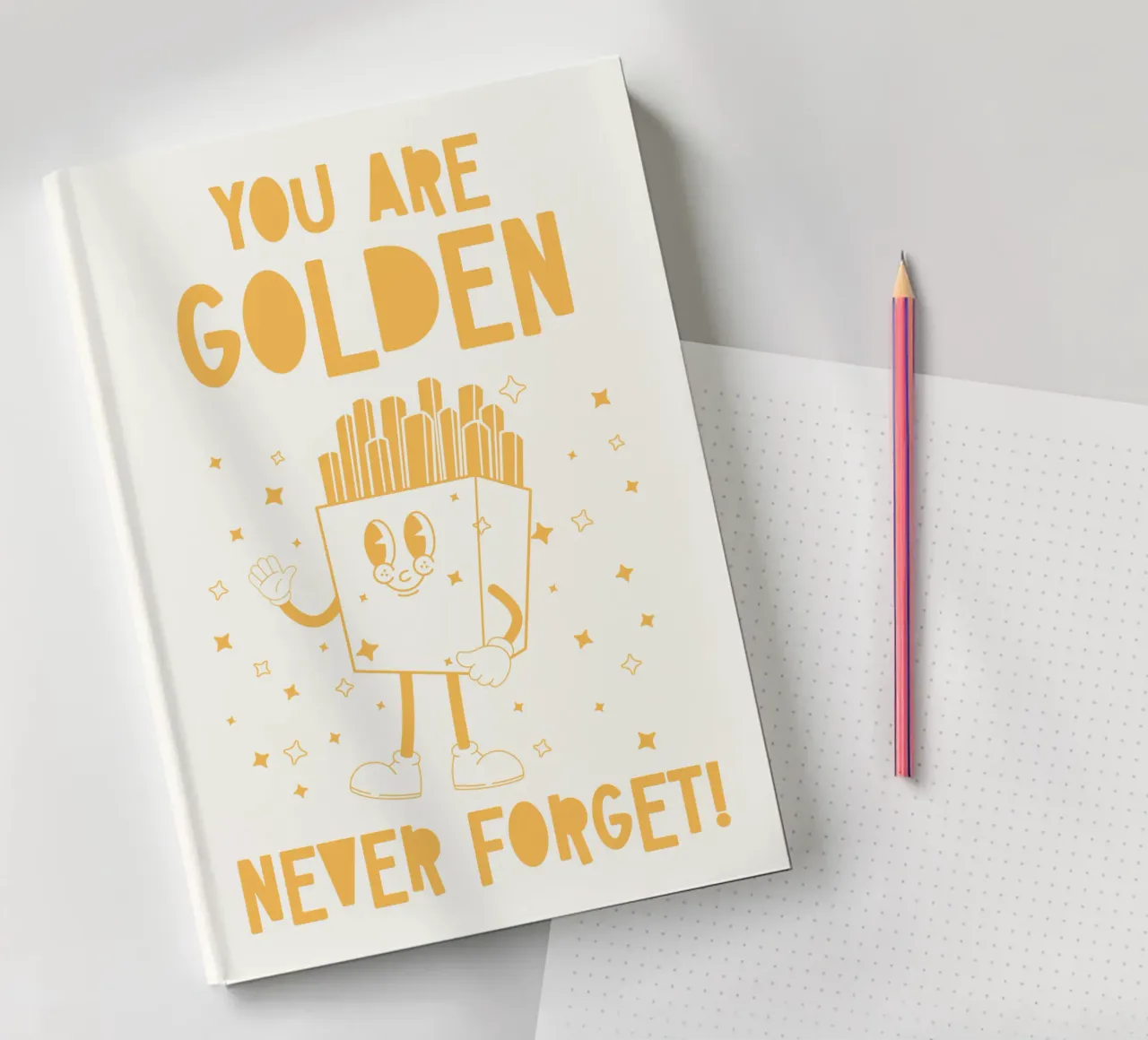 Retro Pommes Caractère You Are Golden Never Forget Jaune Blanc carnet de notes de Studio Frances M