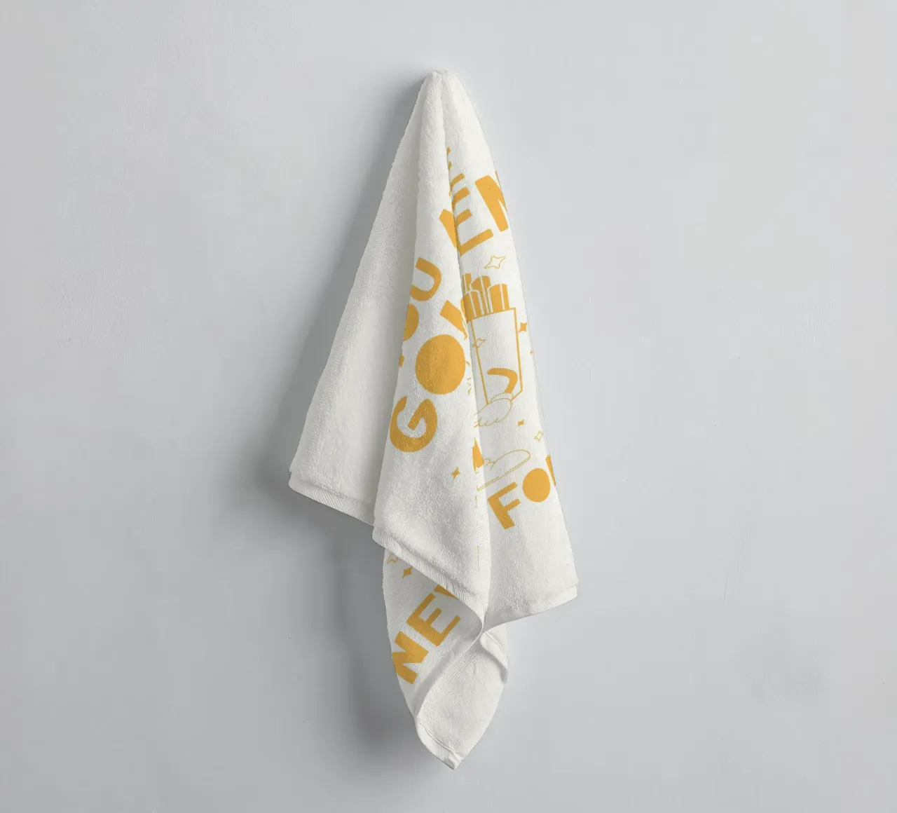 Retro Pommes Charakter You Are Golden Never Forget Gelb Weiß Handtuch von Studio Frances M