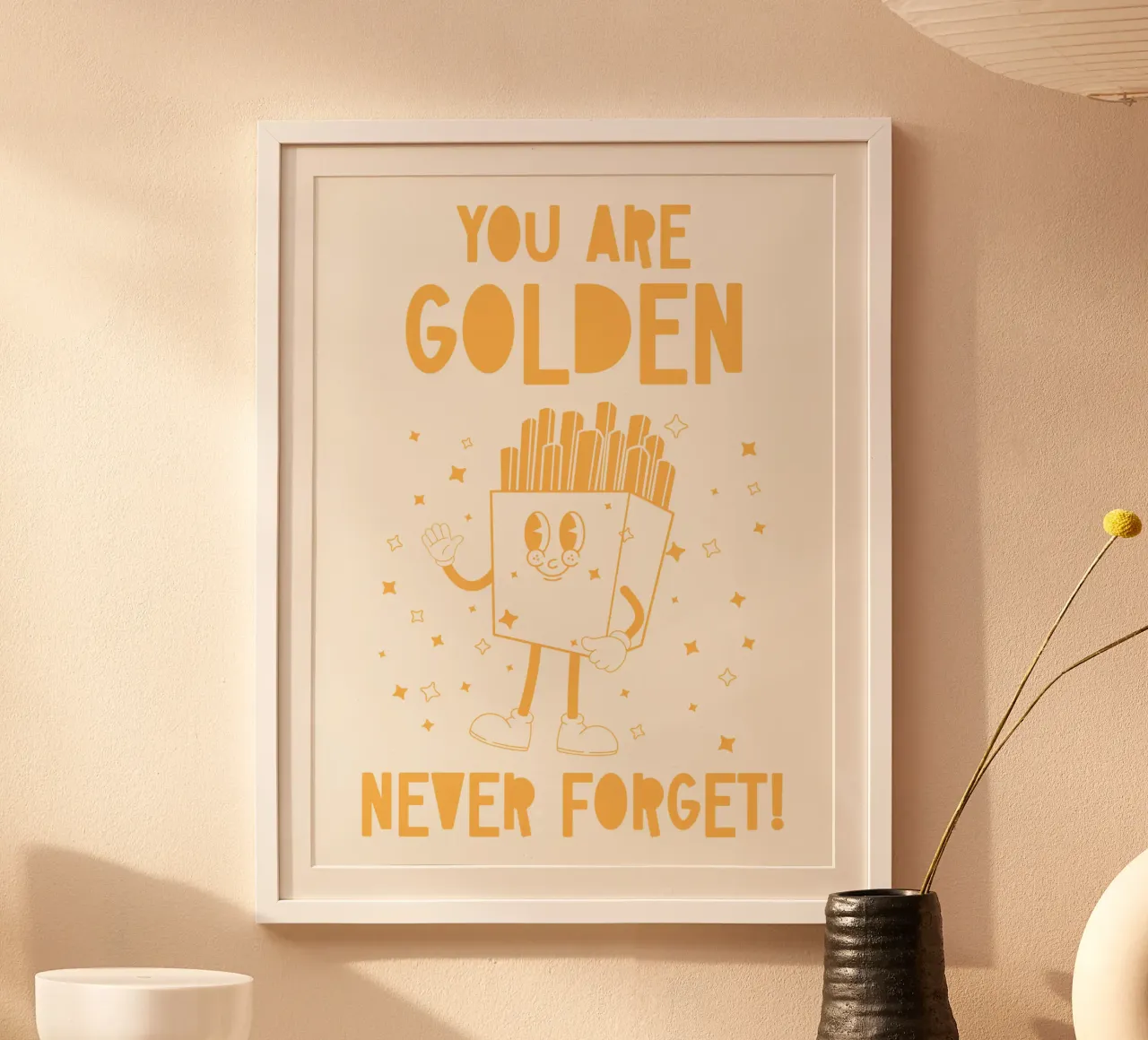Retro Pommes Caractère You Are Golden Never Forget Jaune Blanc hahnemühle de Studio Frances M