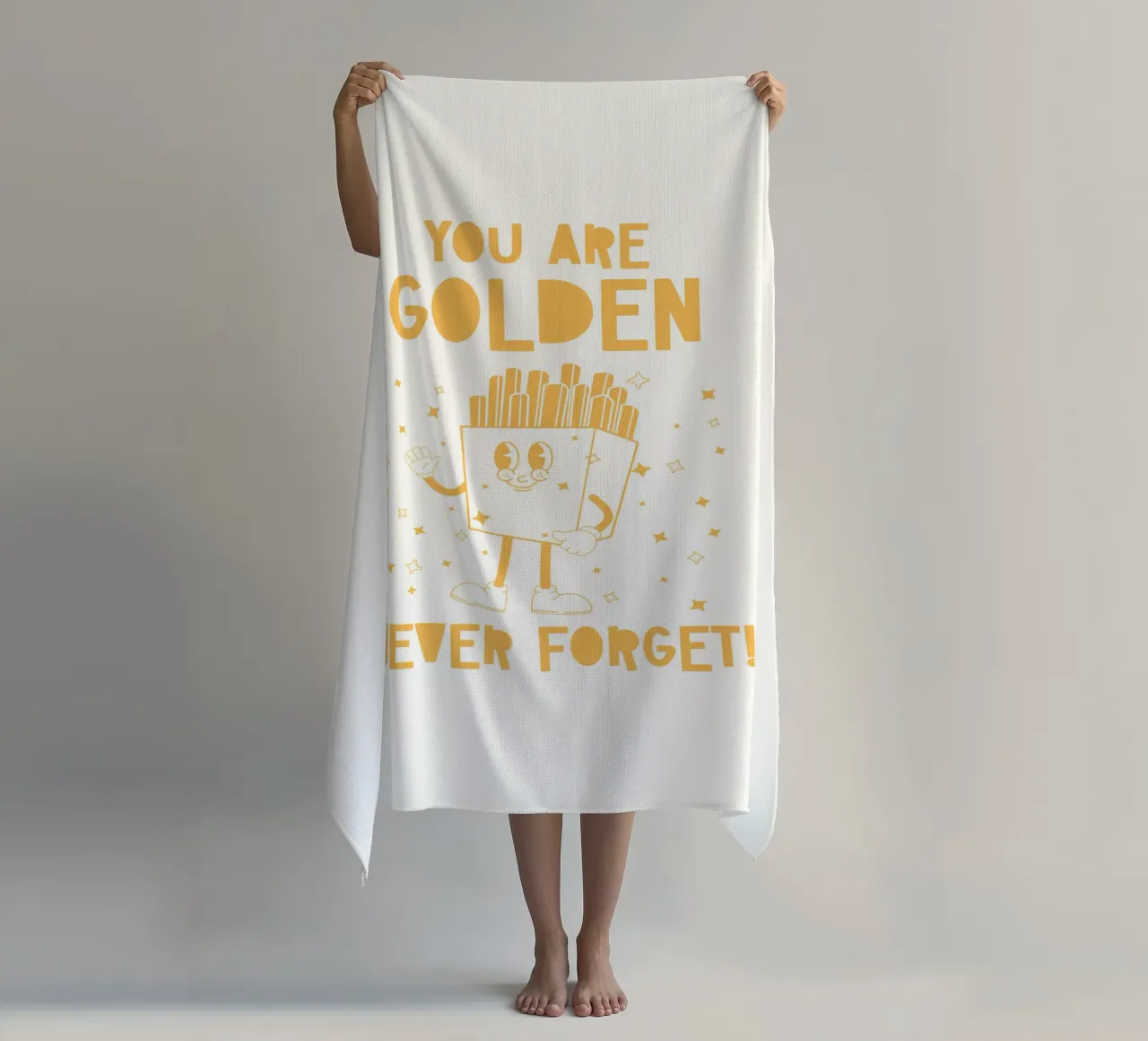 Retro Pommes Caractère You Are Golden Never Forget Jaune Blanc serviette de plage de Studio Frances M