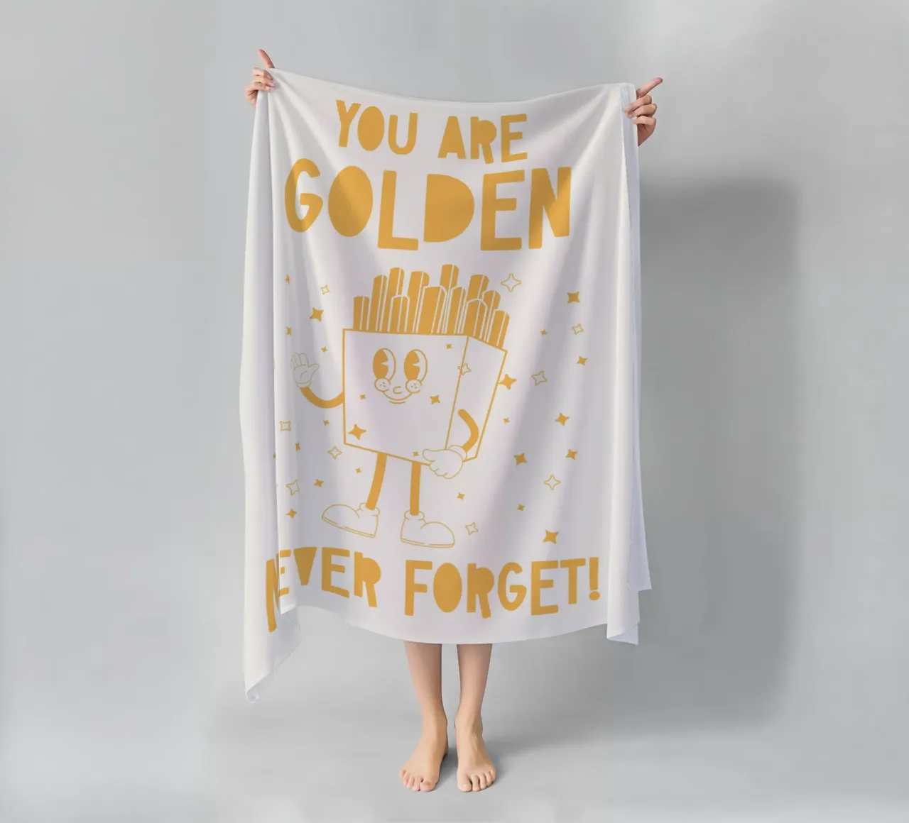 Retro Pommes Caractère You Are Golden Never Forget Jaune Blanc serviette de plage de Studio Frances M