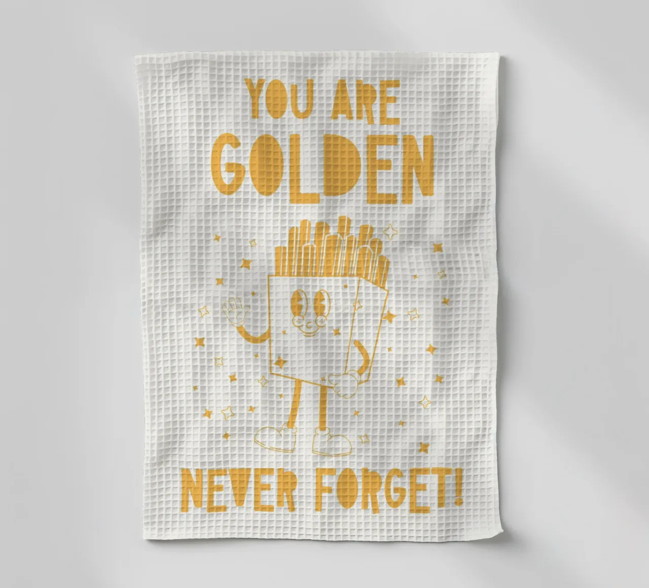 Retro Pommes Caractère You Are Golden Never Forget Jaune Blanc torchon de Studio Frances M