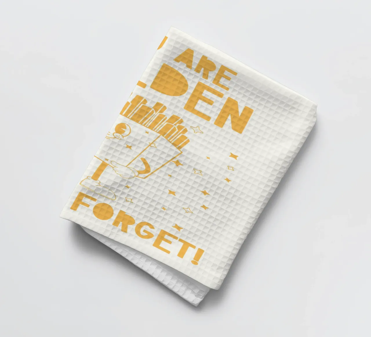Retro Pommes Caractère You Are Golden Never Forget Jaune Blanc torchon de Studio Frances M