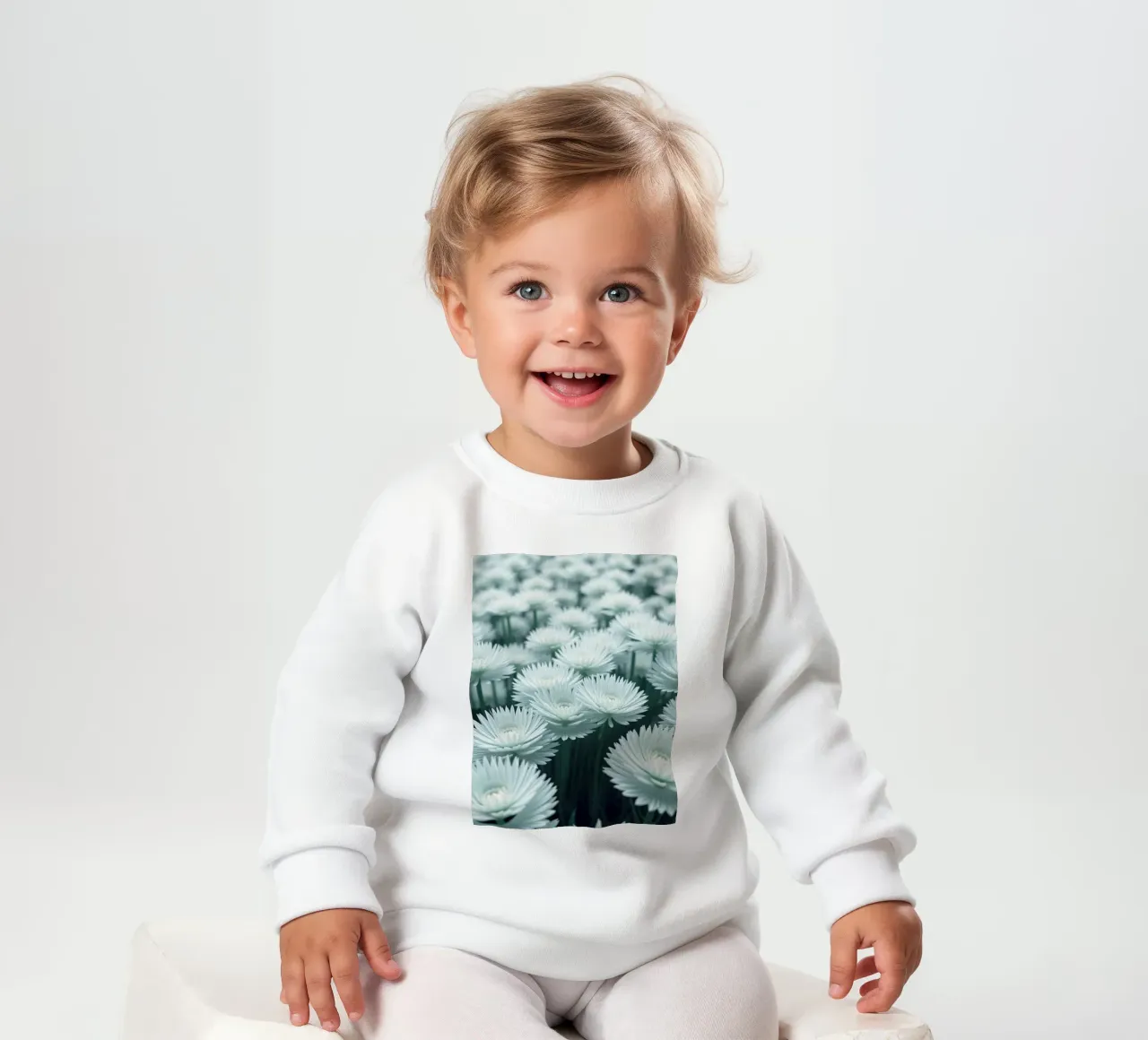 Sussurro luminoso: Un campo di fiori bianchi eterei felpa neonato da Artistic-shop