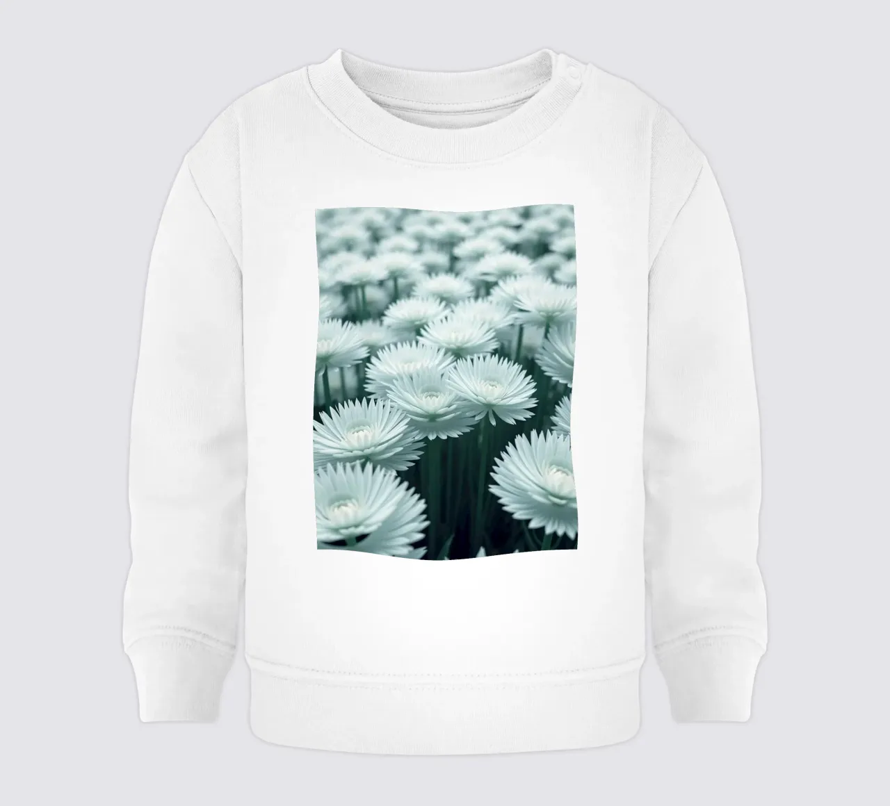 Sussurro luminoso: Un campo di fiori bianchi eterei felpa neonato da Artistic-shop