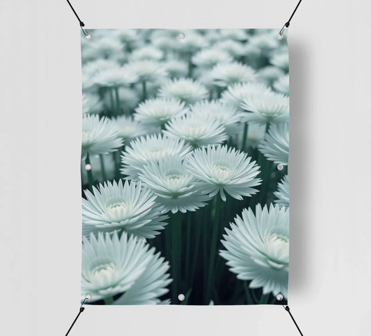 Sussurro luminoso: Un campo di fiori bianchi eterei telo in pvc da Artistic-shop