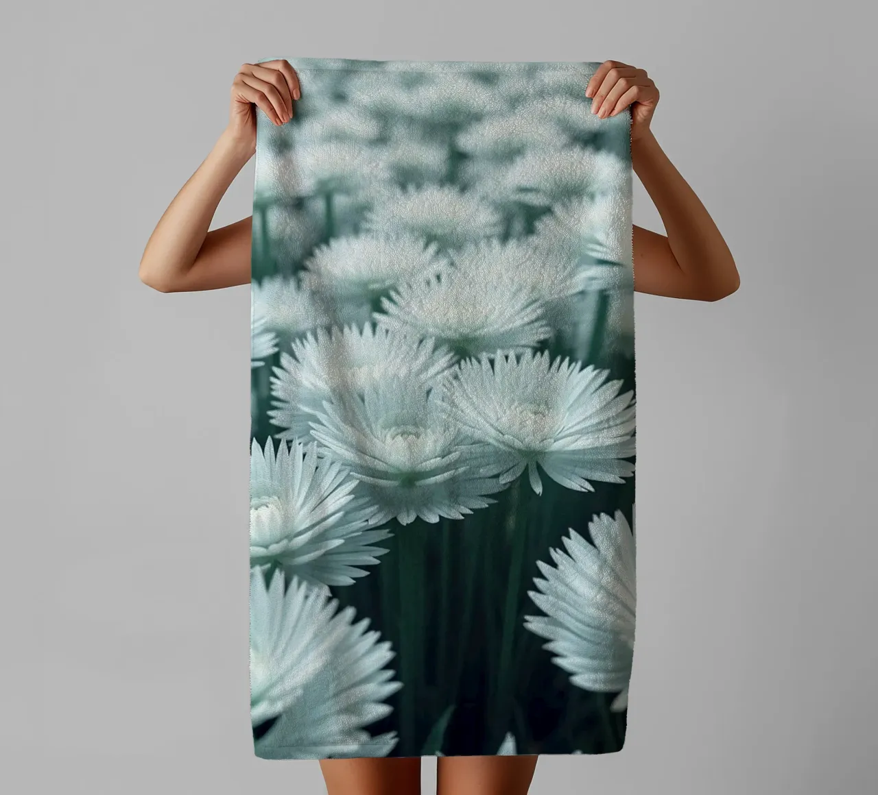 Luminous Whisper: A Field of Ethereal White Blossoms towel by Artistic-shop