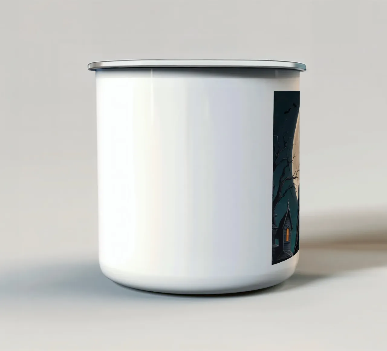 Scheletro in abito da cerimonia con zucca a becco di uccello e scopa tazza in smalto da DesignDoodle