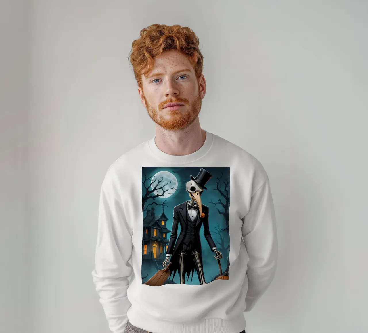 Scheletro in smoking con pala e zucca felpa da DesignDoodle