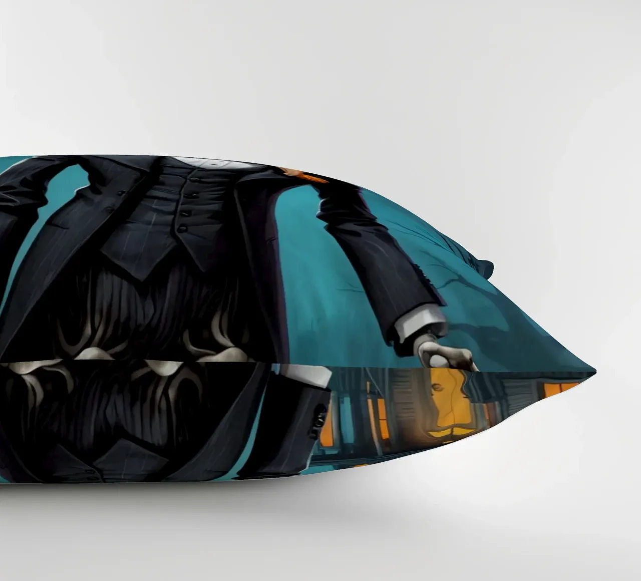 Scheletro in smoking con pala e zucca cuscino da DesignDoodle