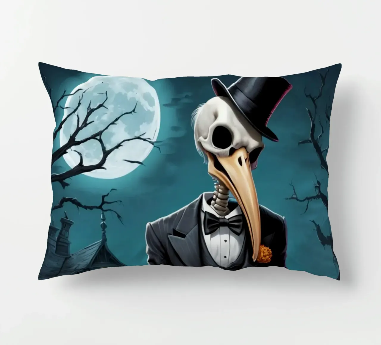 Scheletro in smoking con pala e zucca cuscino da DesignDoodle