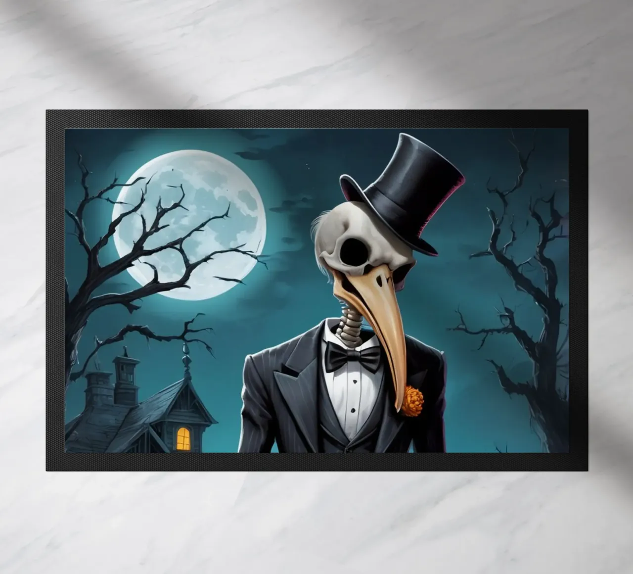 Scheletro in smoking con pala e zucca zerbino da DesignDoodle