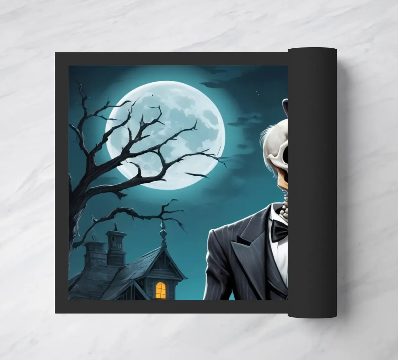 Scheletro in smoking con pala e zucca zerbino da DesignDoodle