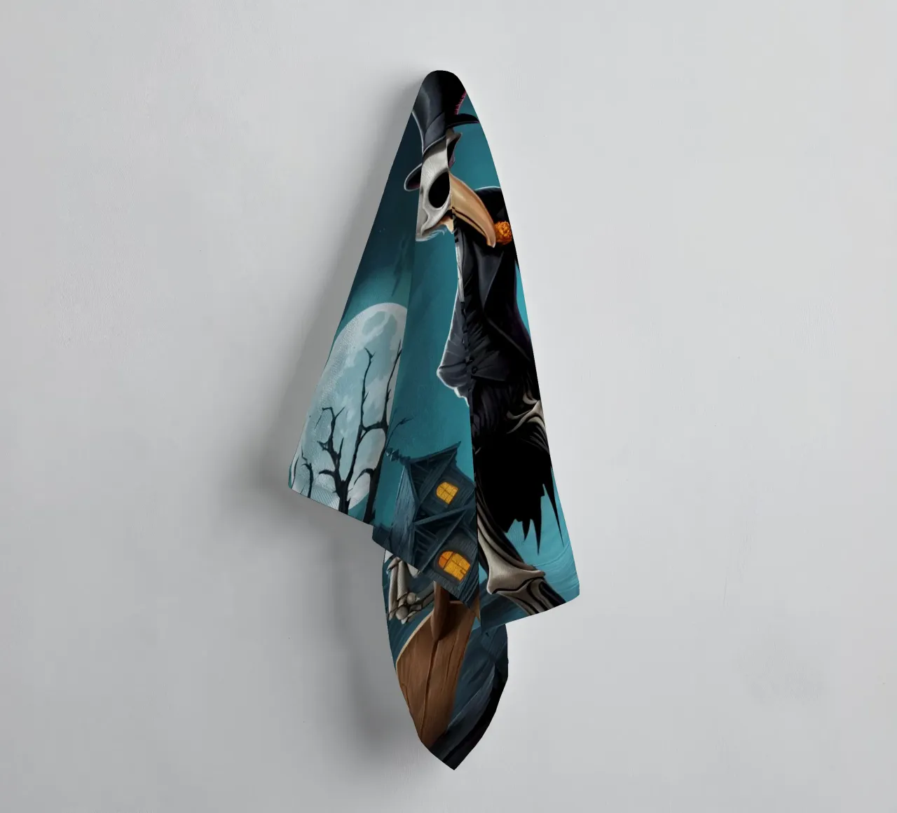 Scheletro in smoking con pala e zucca asciugamano da bagno da DesignDoodle