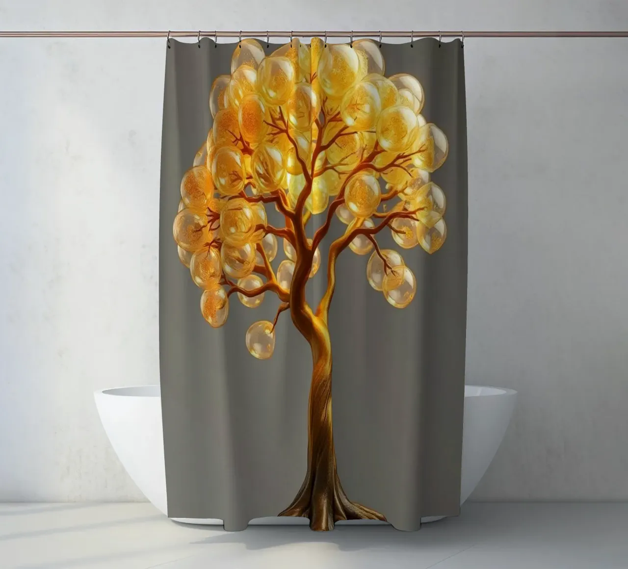 Albero della sfera d'oro dell'abbondanza e dell'illuminazione tenda da doccia da Artistic-shop
