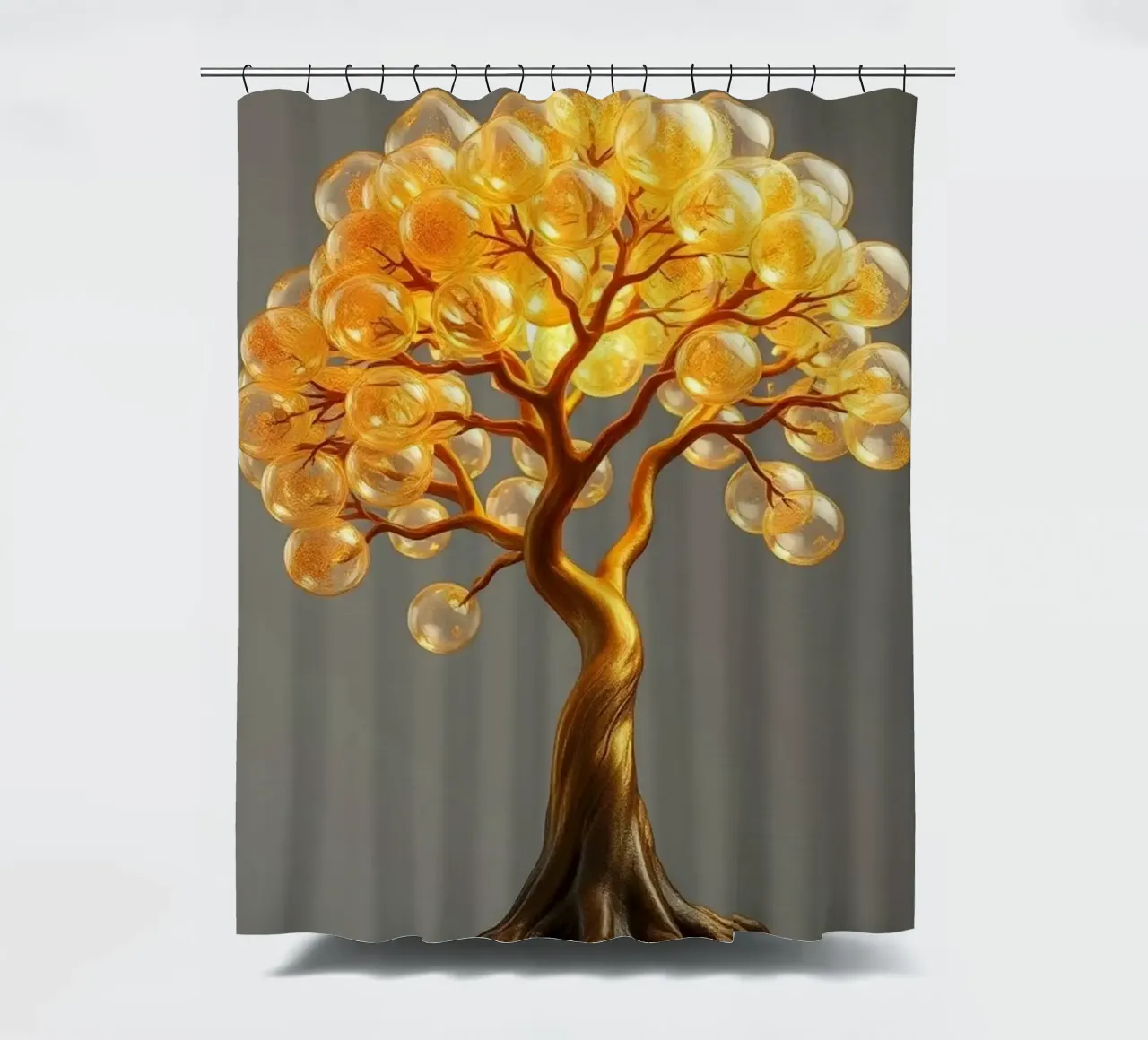 Albero della sfera d'oro dell'abbondanza e dell'illuminazione tenda da doccia da Artistic-shop