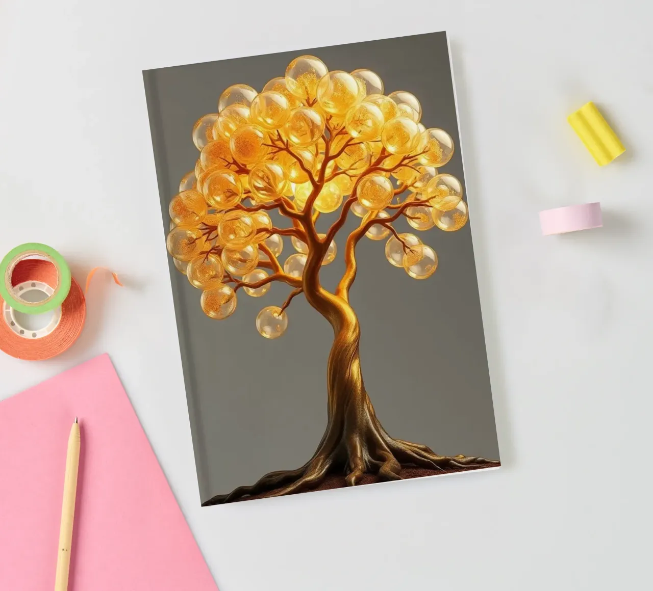 Golden Orb Tree of Abundance and Illumination notebook by Artistic-shop