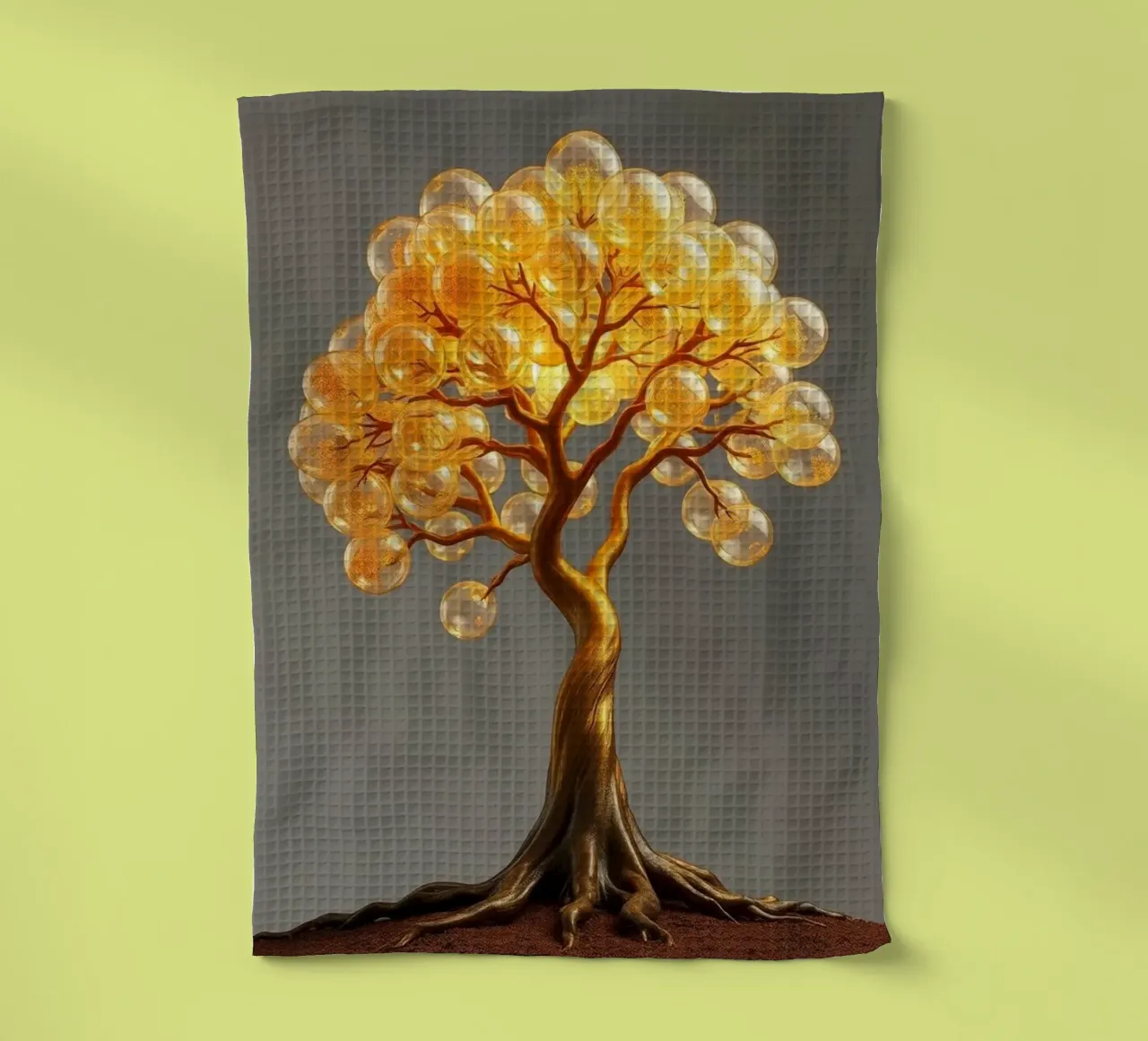 Golden Orb Tree of Abundance and Illumination tea towel by Artistic-shop