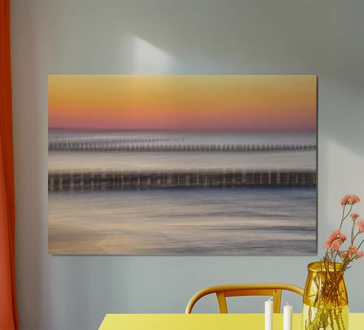 Abstract sunset poster con telaio in plastica da Fjöllart