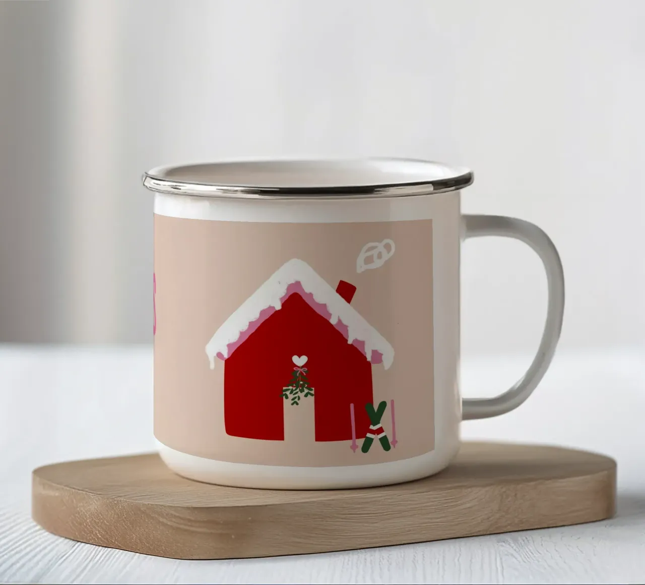 Capanna di Natale Capanna di montagna Sci di Apre con vischio Sci Rosso tazza in smalto da Alisa Knöß