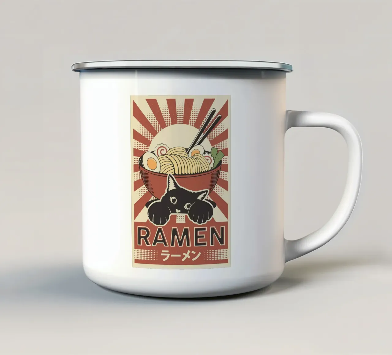 Gatto e ramen giapponese tazza in smalto da apple crumble