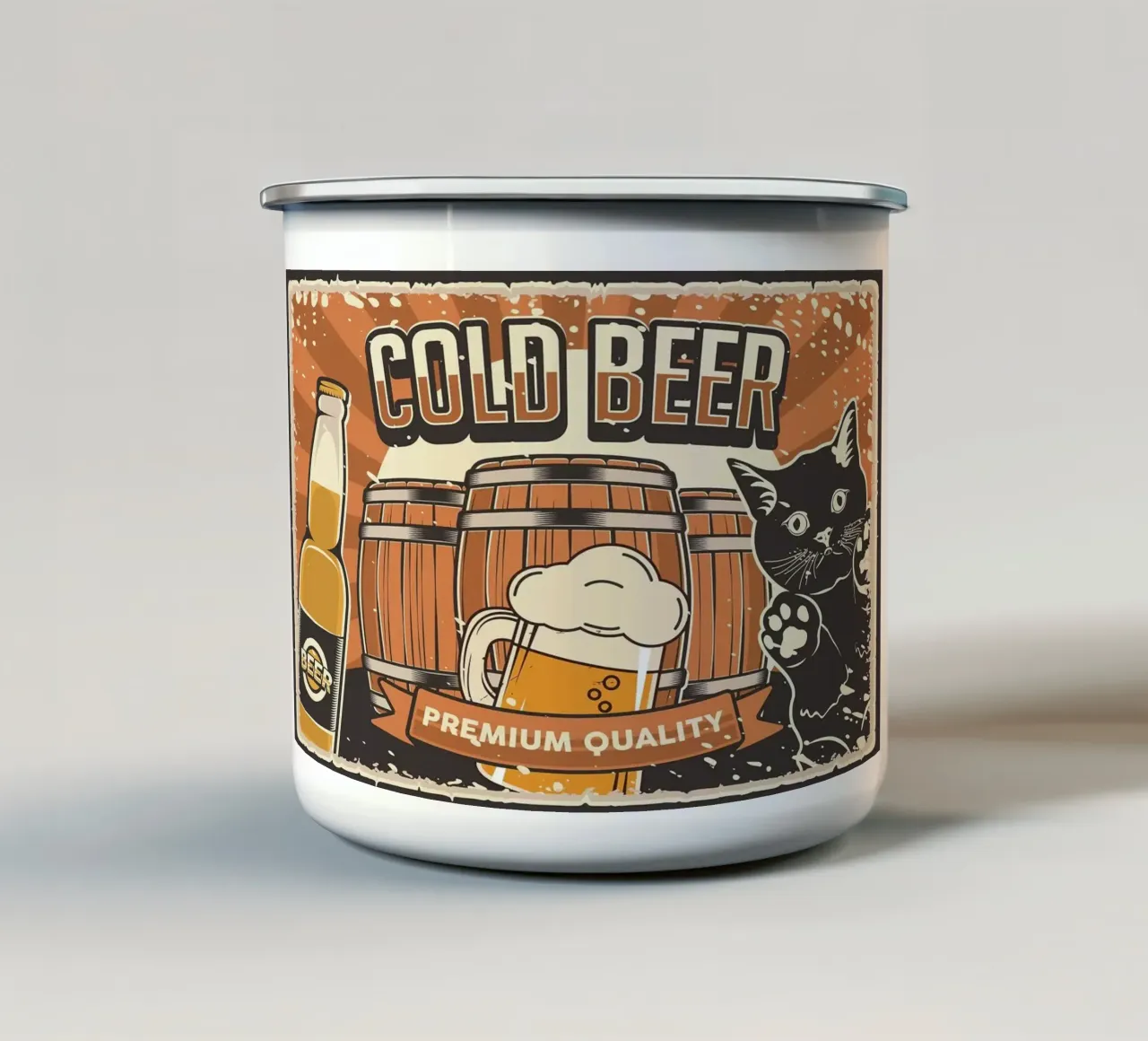 Barile di birra freddo per gatti tazza in smalto da apple crumble