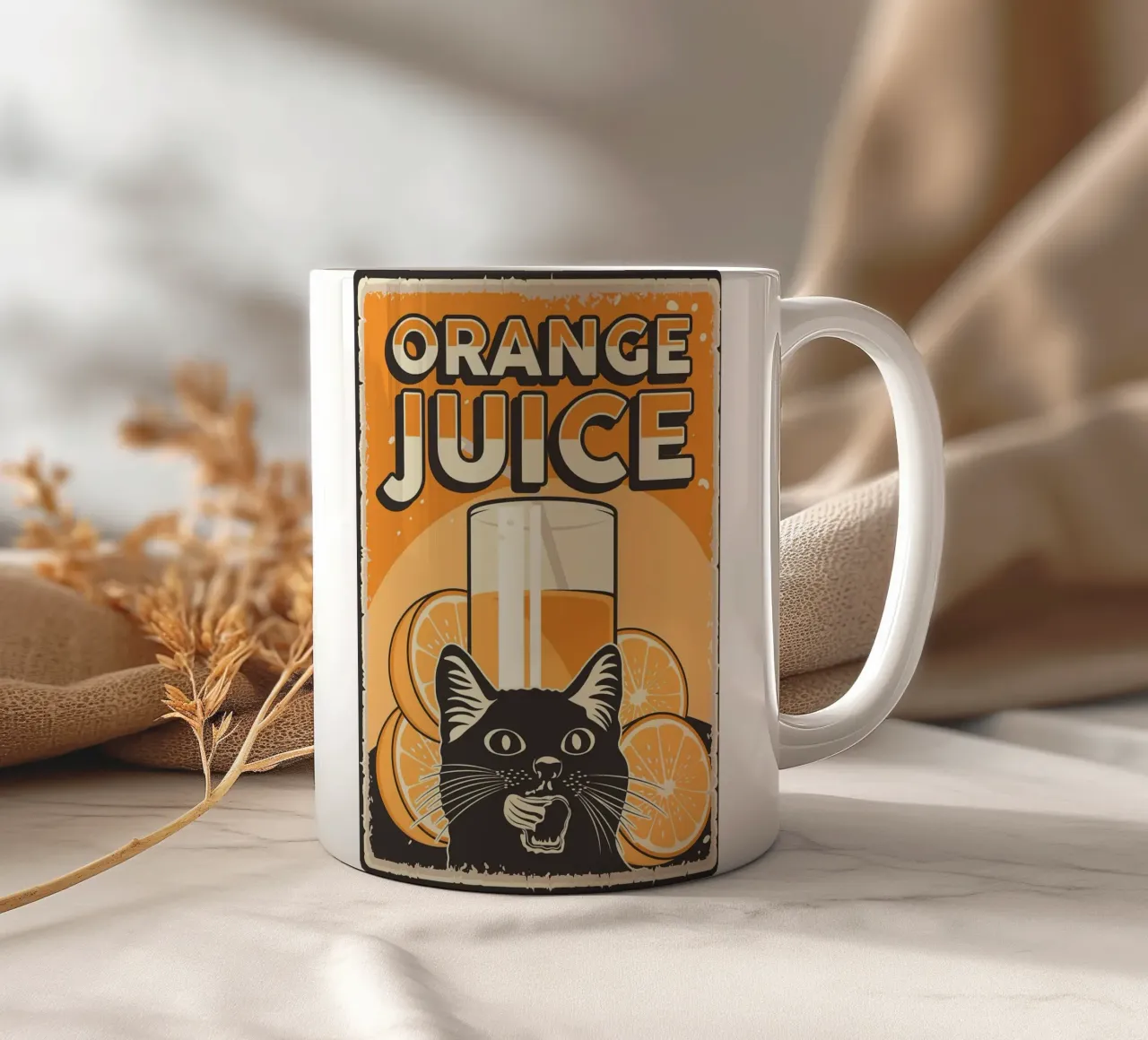 Gatto e succo di frutta divertenti 2 tazza in ceramica da apple crumble