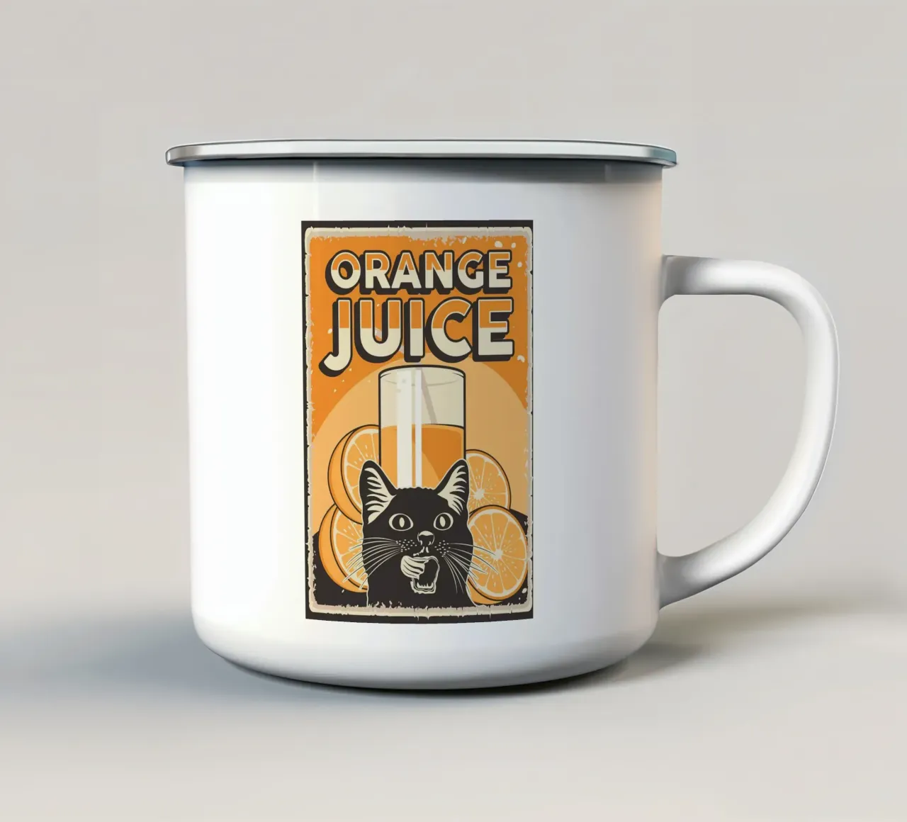 Gatto e succo di frutta divertenti 2 tazza in smalto da apple crumble