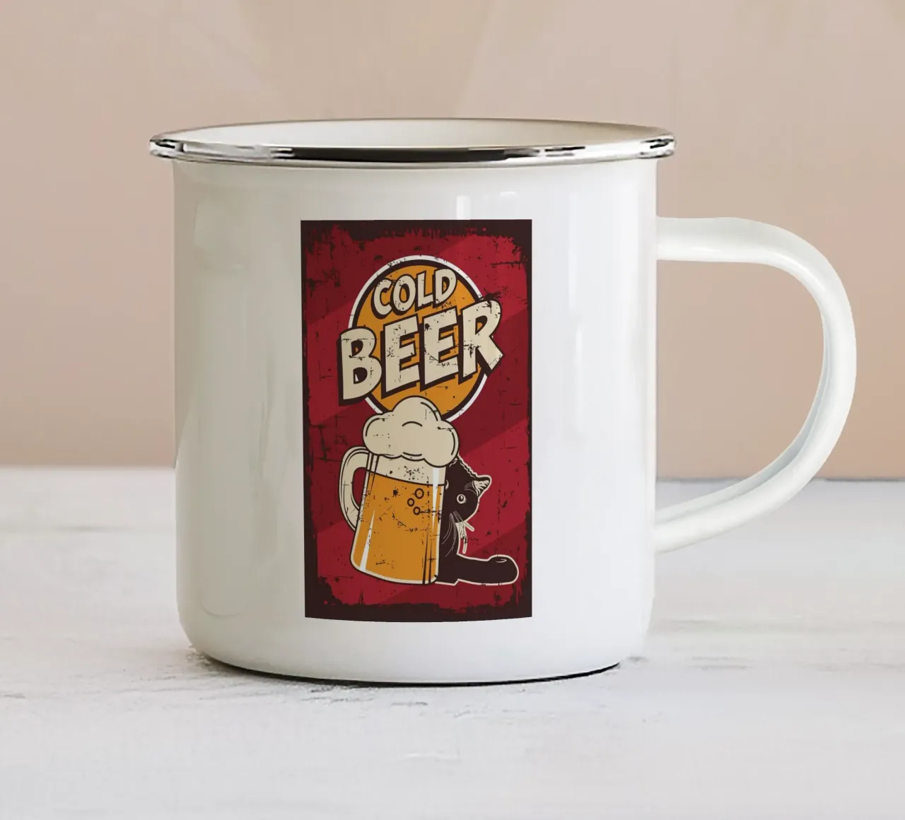Gatto ubriaco birra fredda tazza in smalto da apple crumble