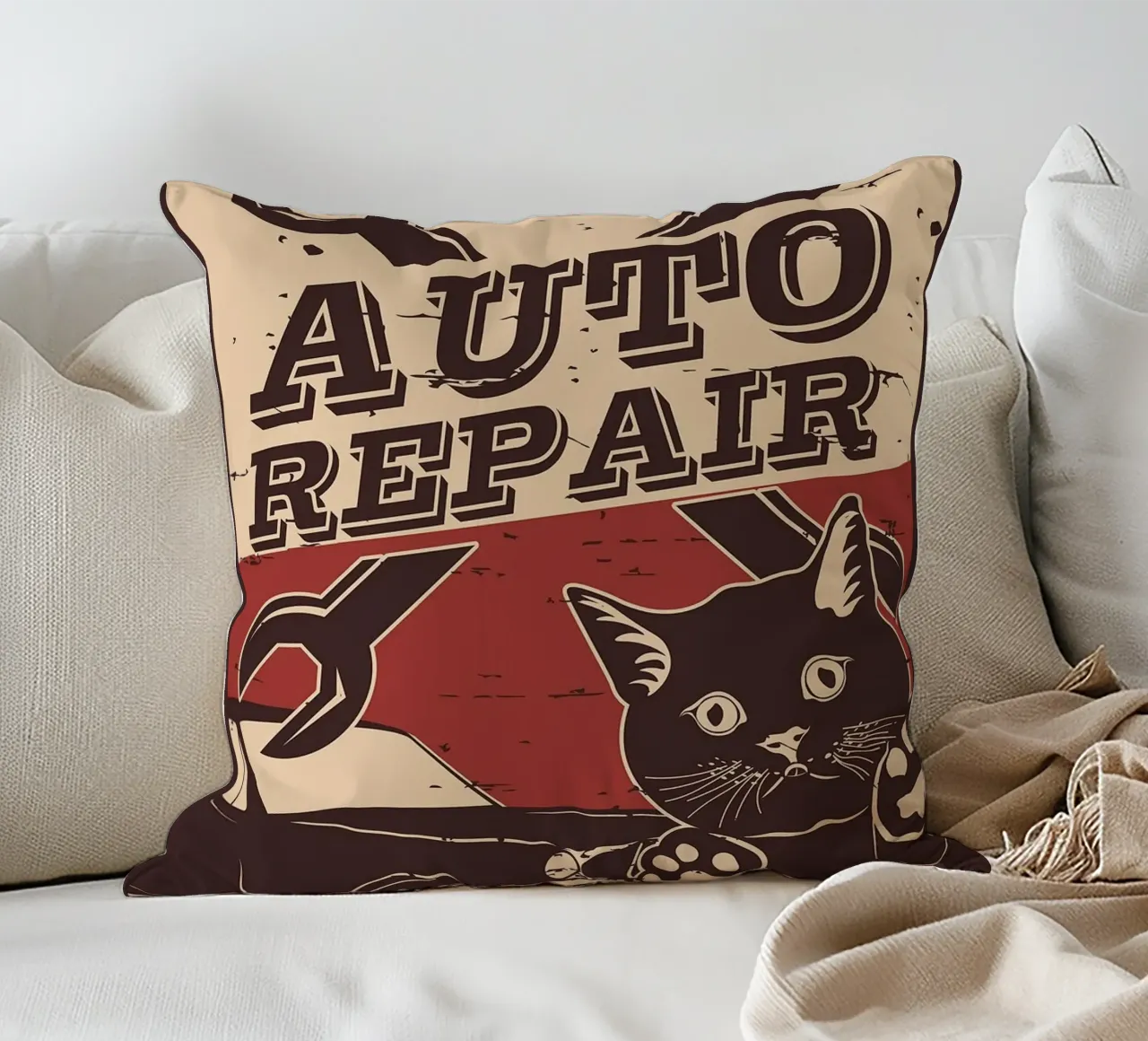Retro Cat e Garage 6 cuscino da apple crumble