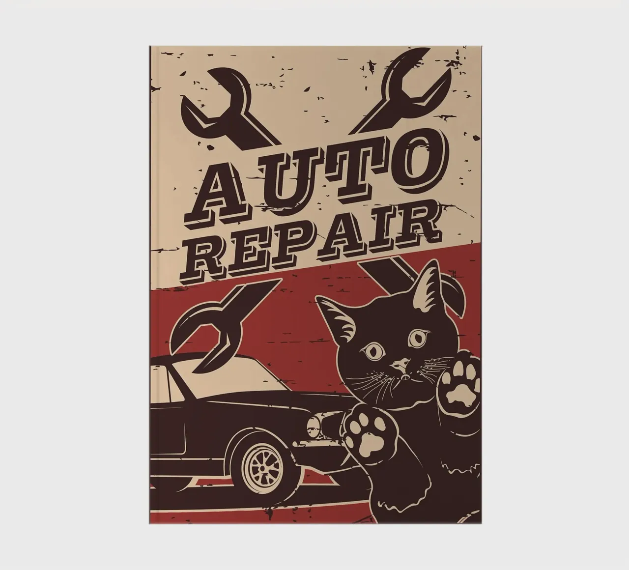 Retro Cat and Garage 6 notebook by apple crumble