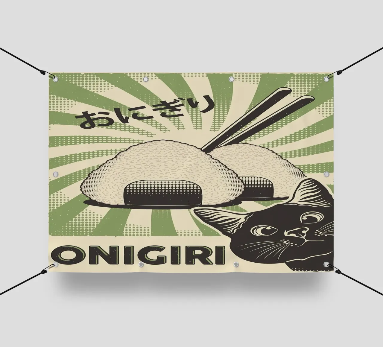 Gatto nero Onigiri telo in pvc da apple crumble