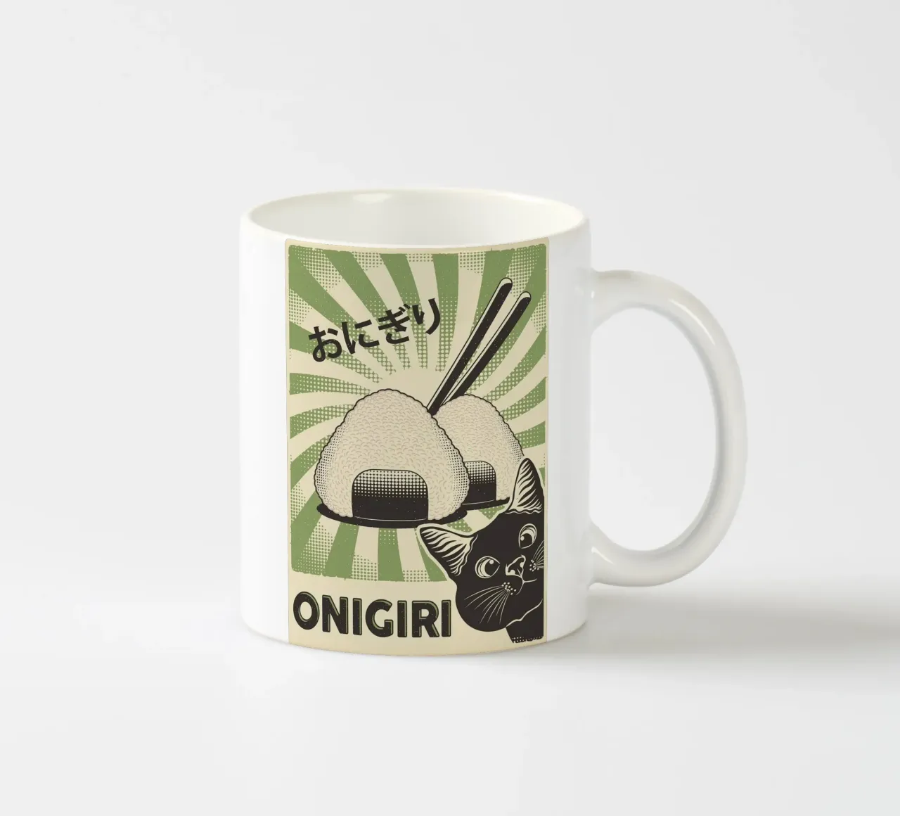 Gatto nero Onigiri tazza in ceramica da apple crumble