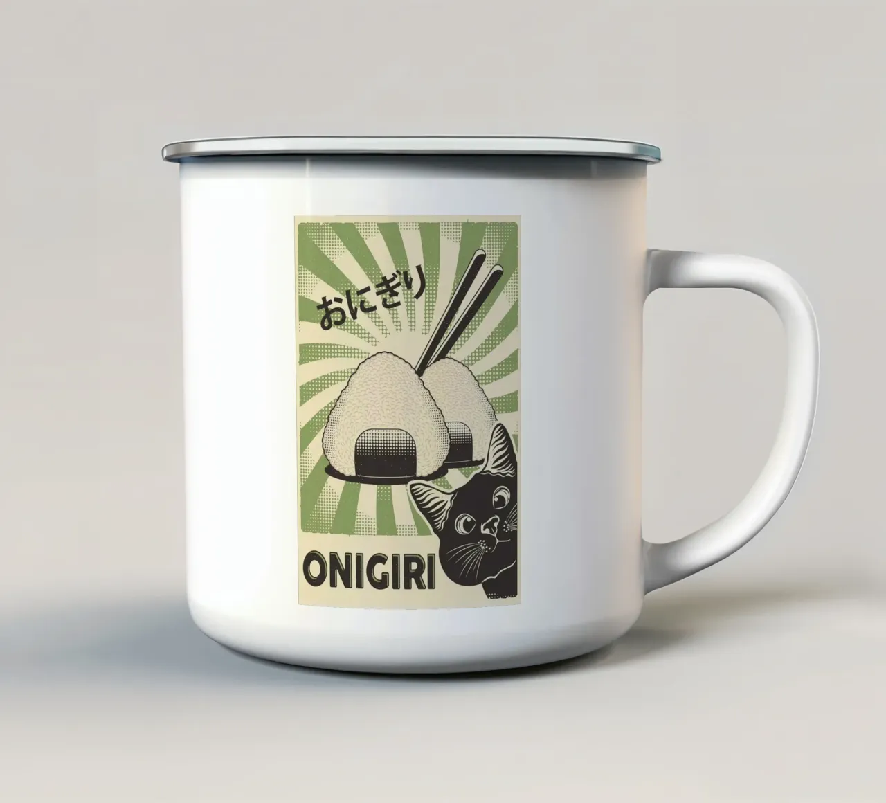 Gatto nero Onigiri tazza in smalto da apple crumble