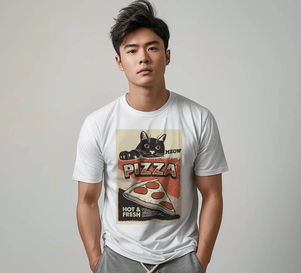 Meow Cat e la pizza t-shirt da apple crumble