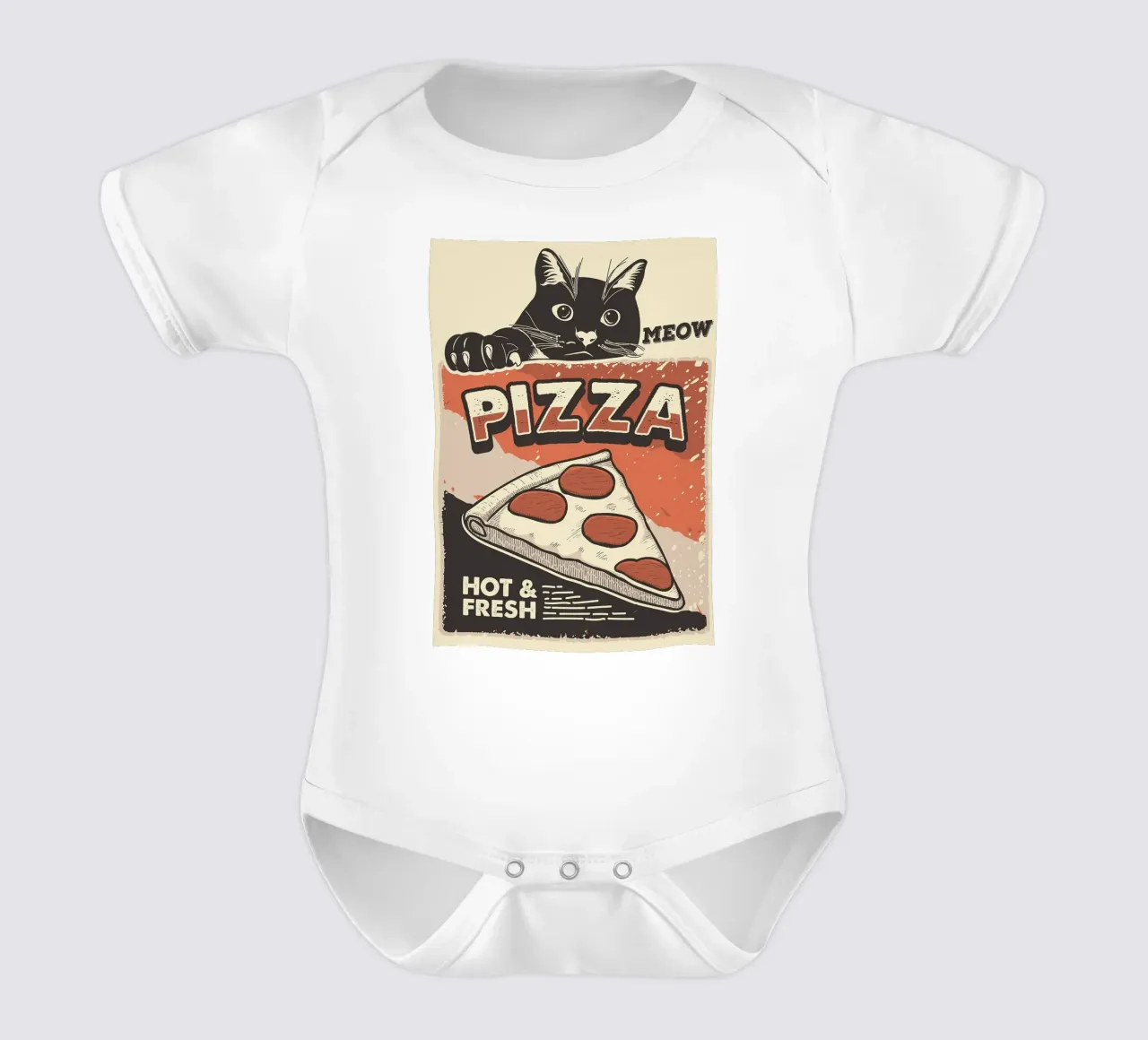 Meow Cat e la pizza body neonato maniche corte da apple crumble