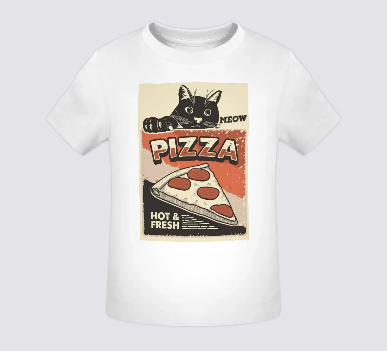 Meow Cat e la pizza maglietta neonato da apple crumble