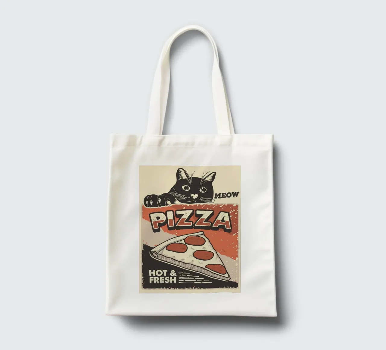 Meow Cat e la pizza borsa in juta da apple crumble