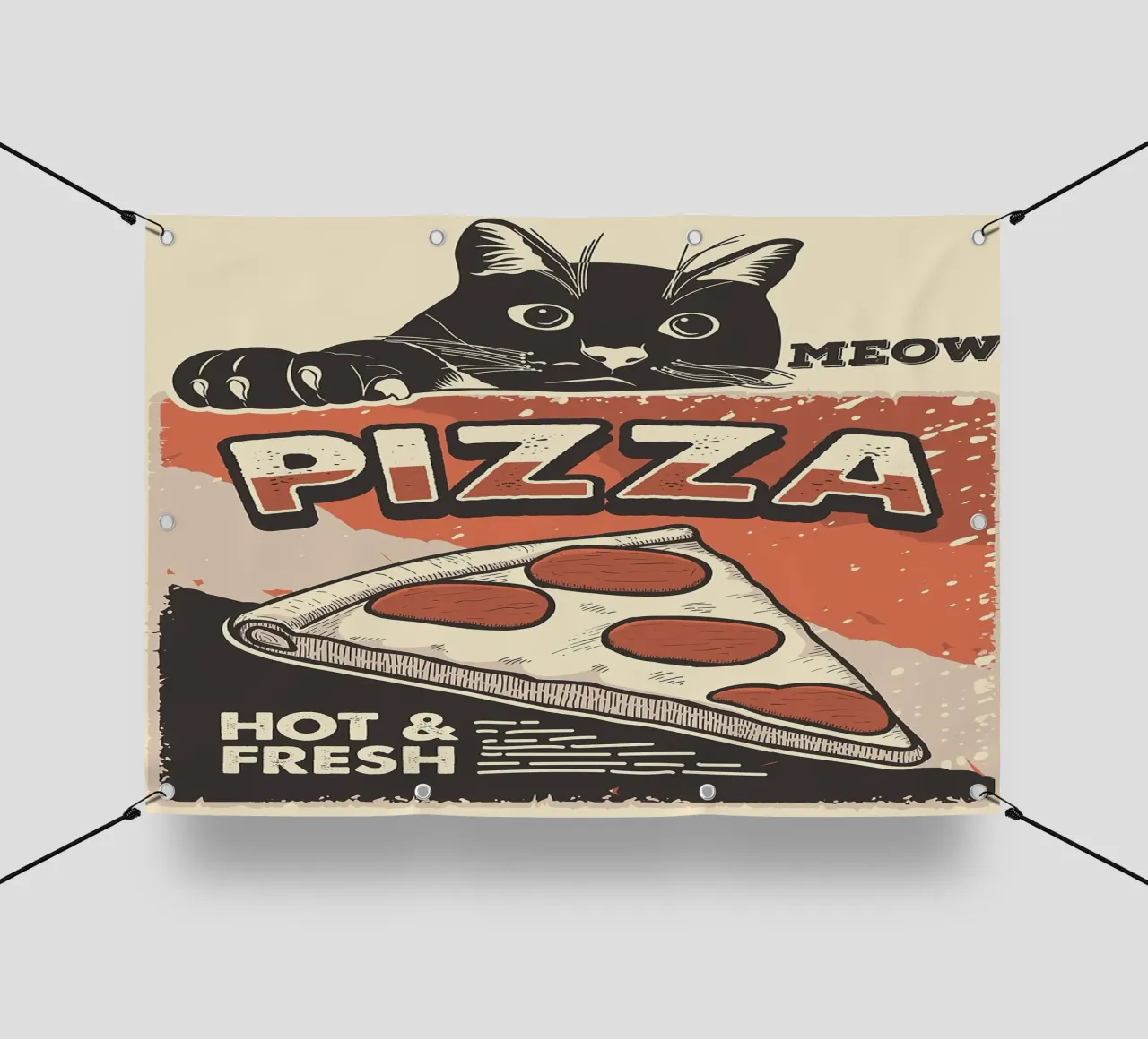 Meow Cat e la pizza telo in pvc da apple crumble