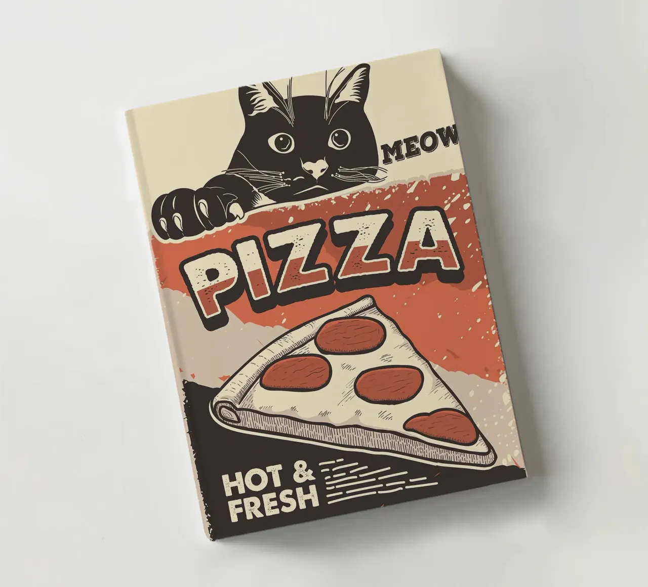 Meow Cat and pizza notebook by apple crumble