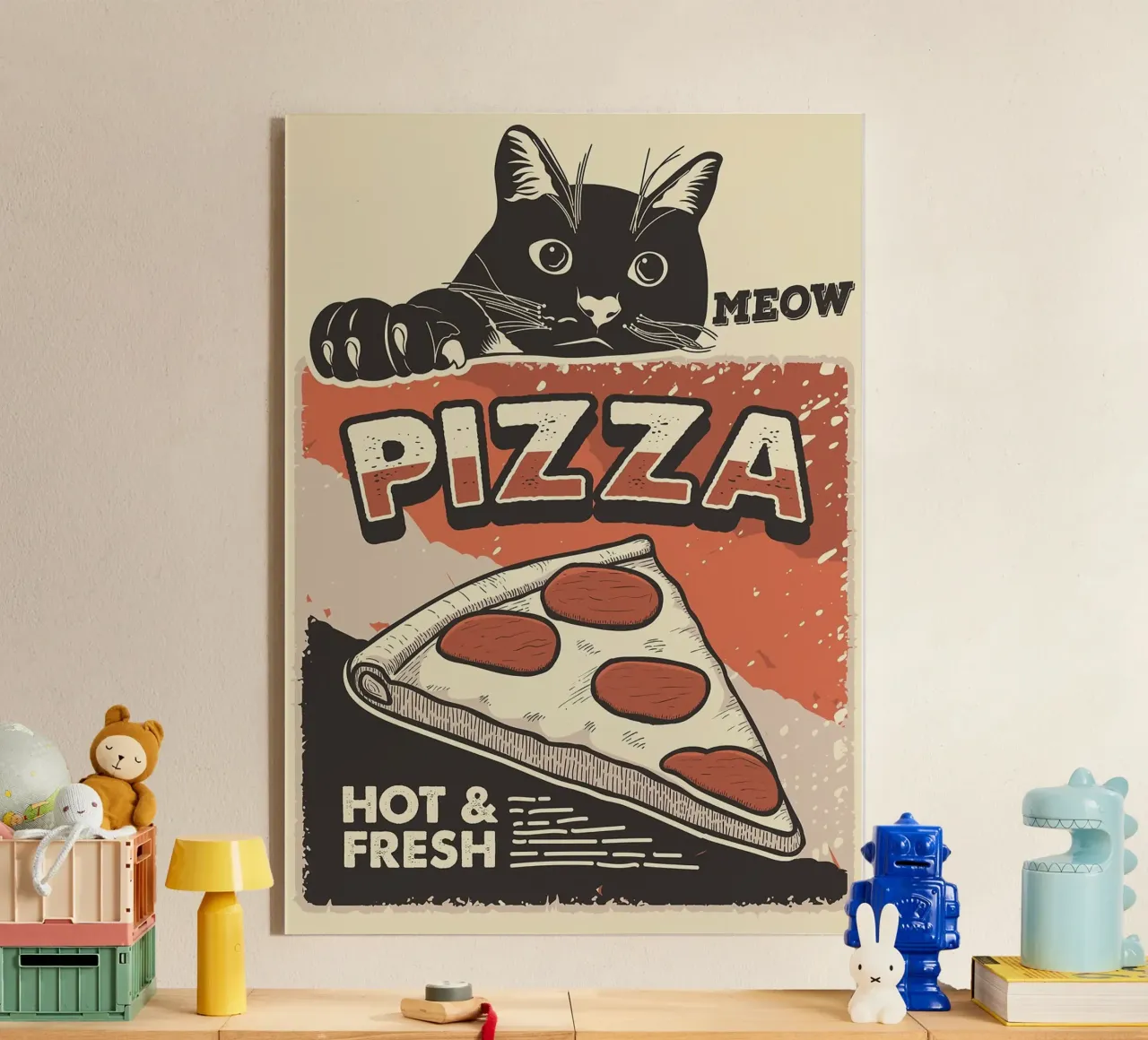 Meow Cat e la pizza plexiglass da apple crumble