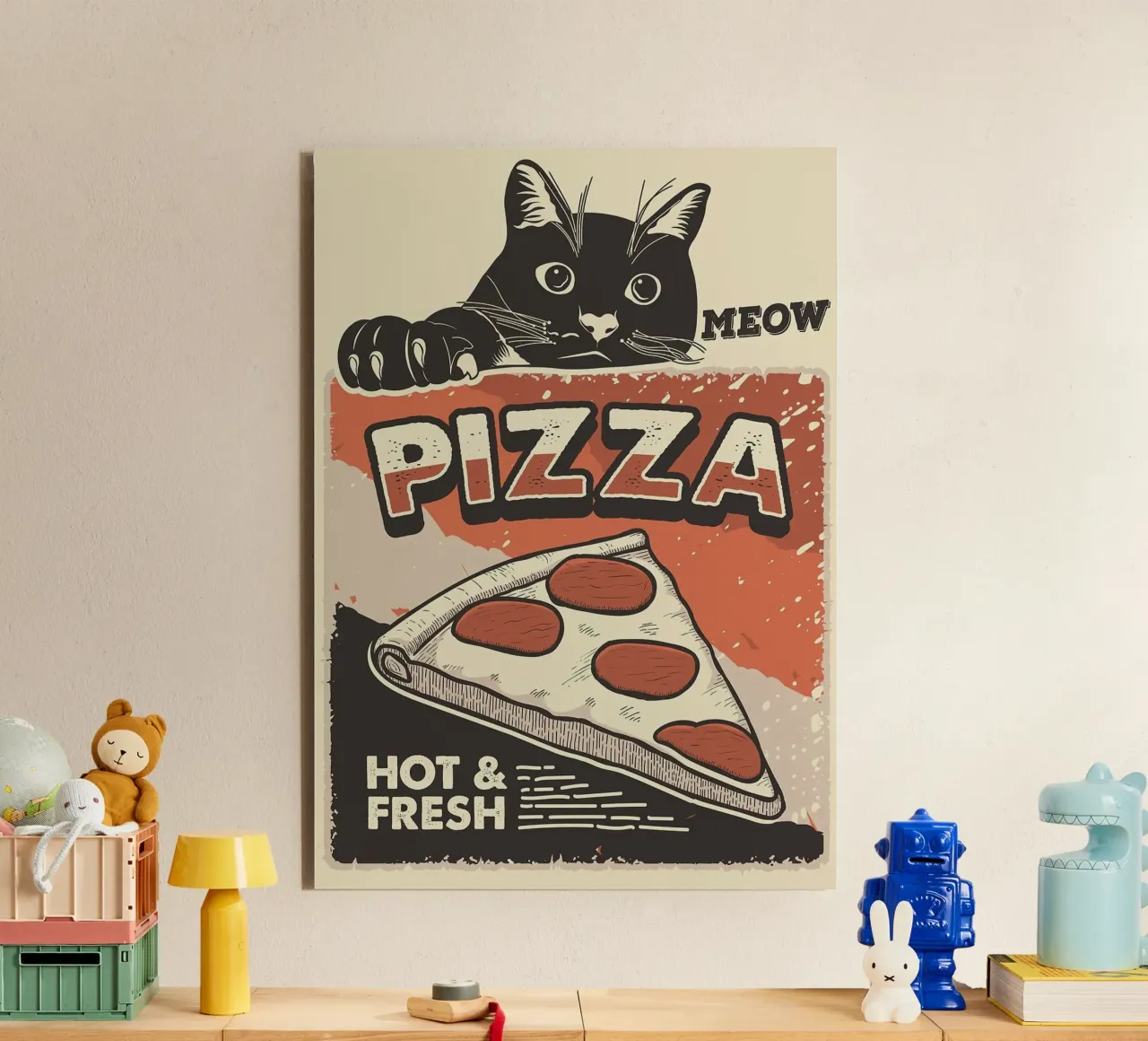 Meow Cat e la pizza alluminio dibond da apple crumble