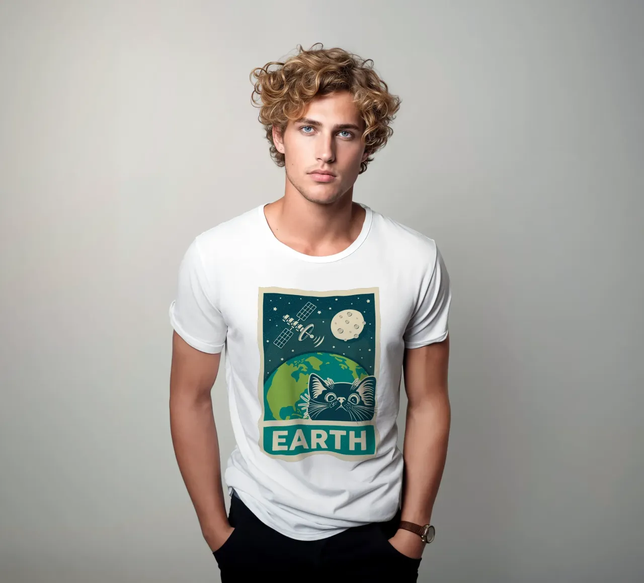 Gatto e terra retrò t-shirt da apple crumble
