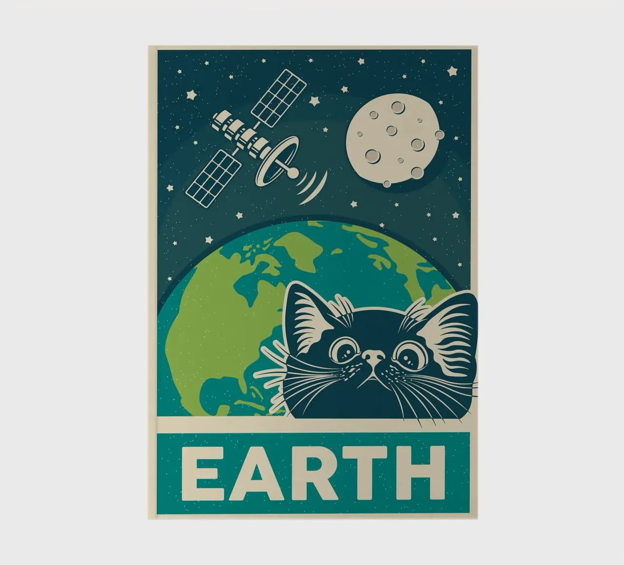 Retro Cat and Earth notebook by apple crumble