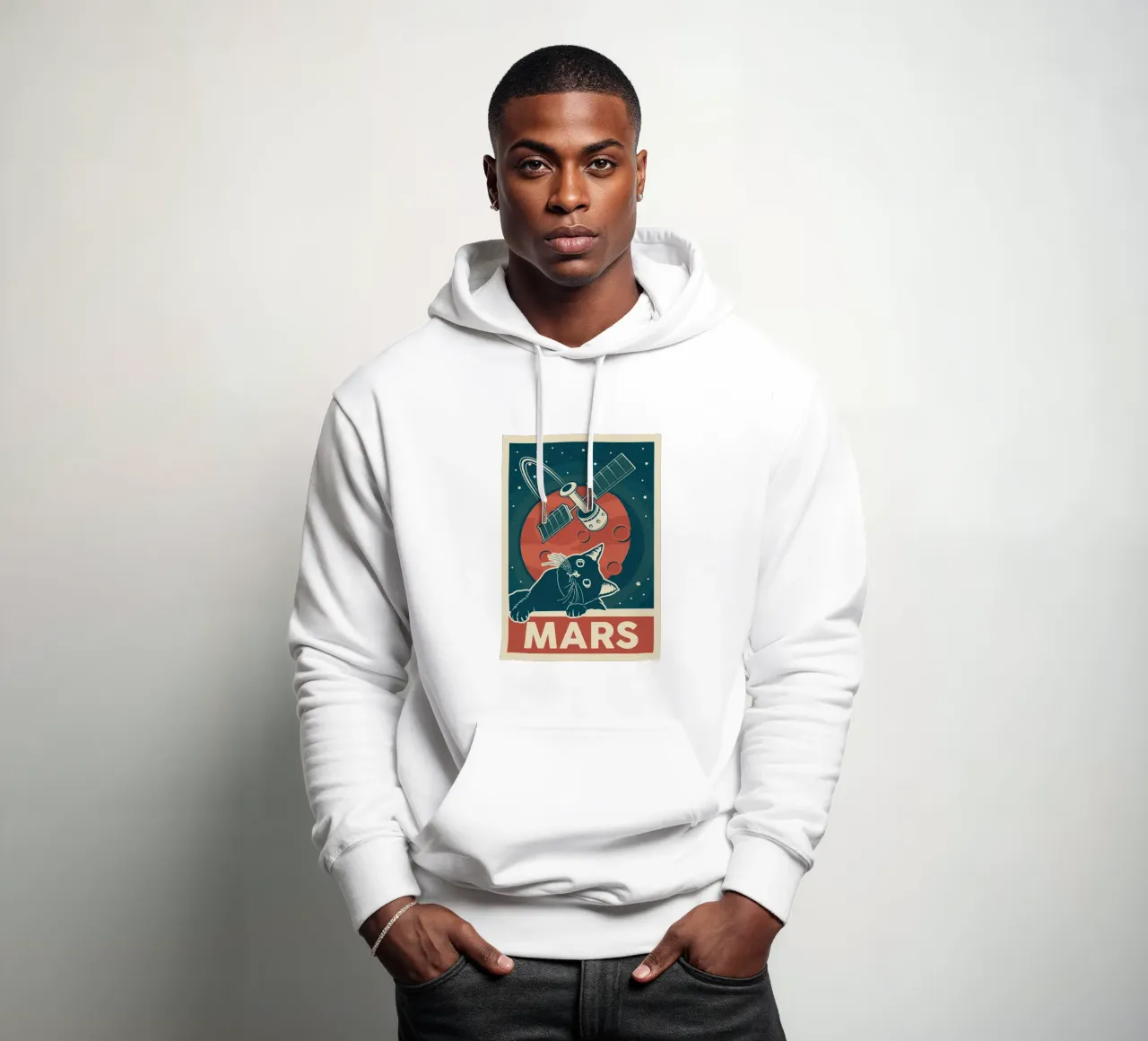 Retro Cat y Marte sudadera con capucha de apple crumble